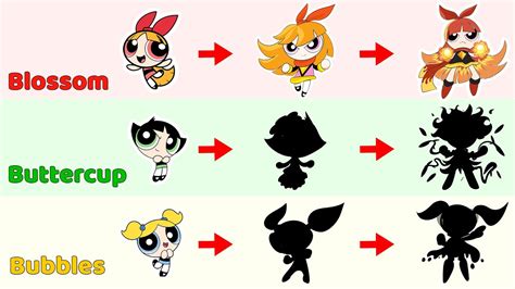 The Powerpuff Girls Evolution Blossom Buttercup Bubbles Grow Up