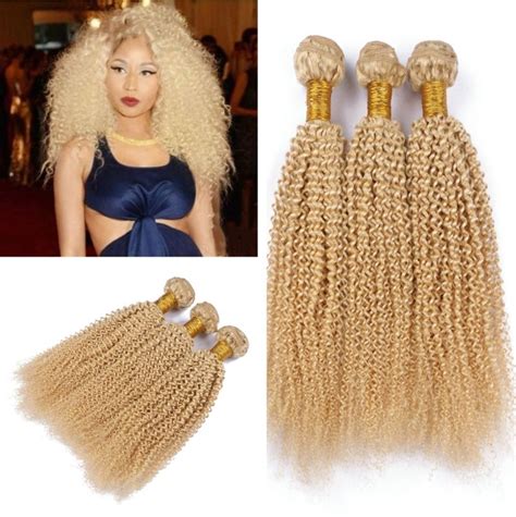 Pure Color Blonde Hair Weaves 613 Kinky Curly Hair Extensions Blench Blonde 613 Afro Kinky Curly