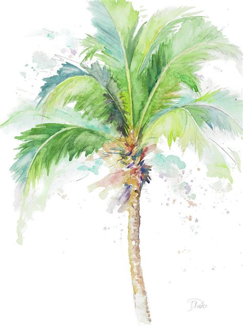 Coconut Palm Trees Watercolor Painting