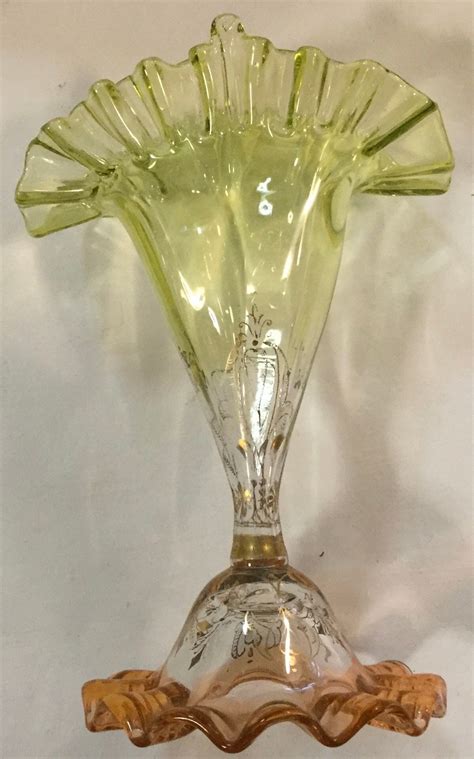 Vintage Art Glass Vase Pair Blown Glass Victorian Floral Etsy UK