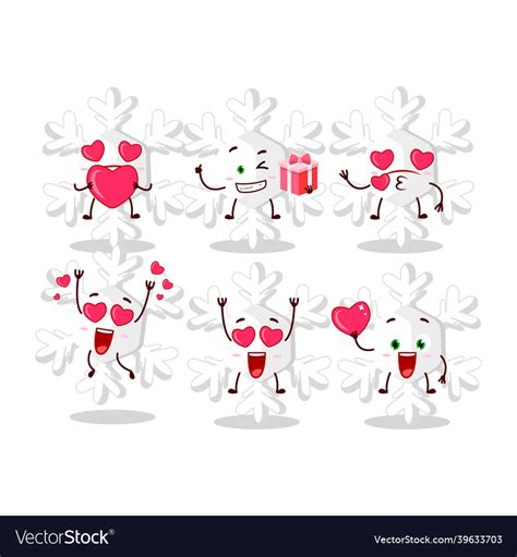 Snowflakes Cartoon Character With Love Cute Vector Image