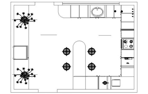 Layout Plan Of A Kitchen Area 2d View Autocad File Cadbull Images And