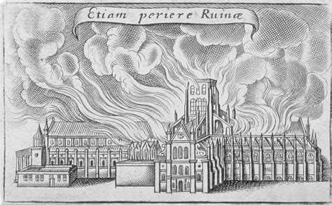 Old St Pauls Cathedral Burning Great Fire Of London 1666 Stock