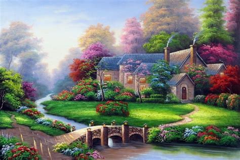 Maybe you would like to learn more about one of these? Amazon.com - printed thomas kinkade landscape oil painting ...