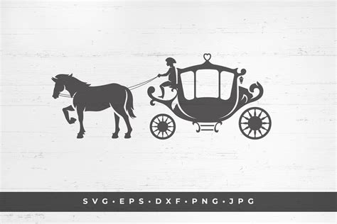 Horse Carriage Silhouette Isolated On White Background Vector Etsy