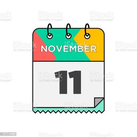 November Daily Calendar Icon In Flat Design Style Stock Illustration