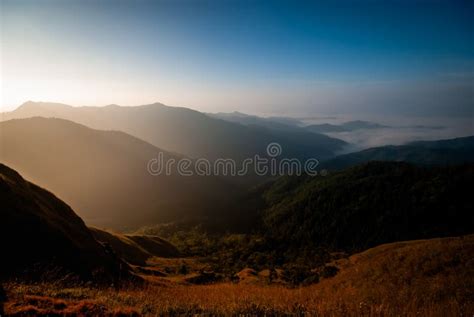 Beautiful Blue Sky And Mountains In The Mornings Of Summer Stock Image