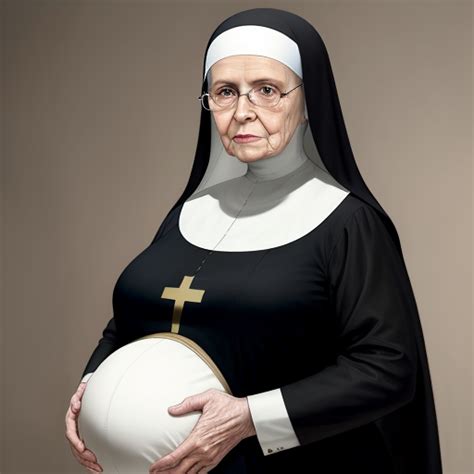 Convert Low Res To High Res Pregnant Elderly Nun With Large Belly