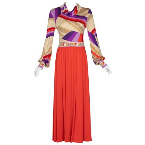 leonard paris silk jersey swirl print maxi dress vintage documented 1970s for sale at 1stdibs