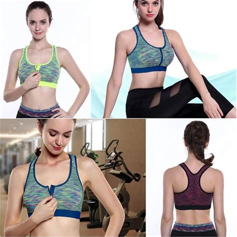 Female Sports Bra Summer Front Zippered No Underwires Professional Shockproof Running Women Yoga