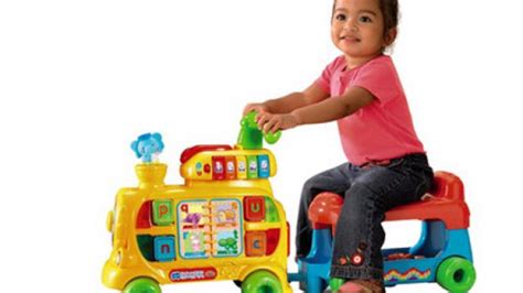 When your little conductor gets older, the caboose converts into a wagon they can fill with toys and pull along to develop gross motor skills. Vtech Push And Ride Alphabet Train Toys R Us - ToyWalls