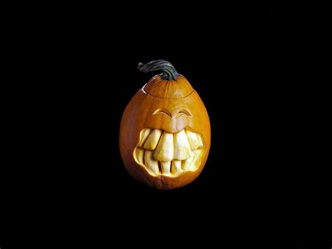 Wallpaper Halloween Holiday Pumpkin Face Teeth 1600x1200