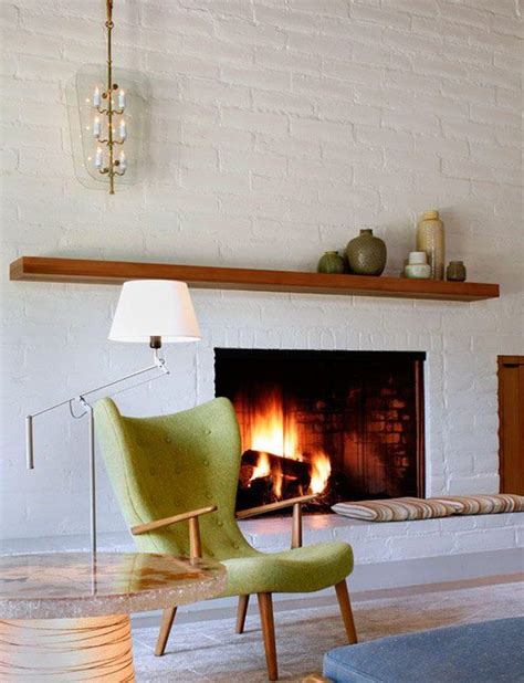 AD Mid Century Modern Fireplace In White Sitting Room Modern Fireplace