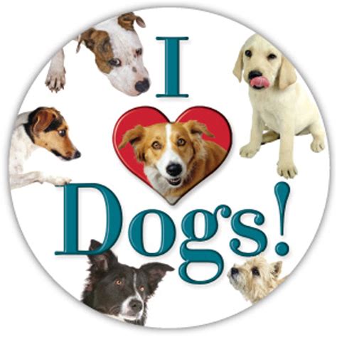 I Love Dogs Circle Magnet At Sticker Shoppe