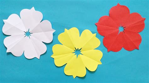 Cách Cắt Bông Hoa 5 Cánh Cực Dễ How To Make 5 Petal Hand Cut Paper