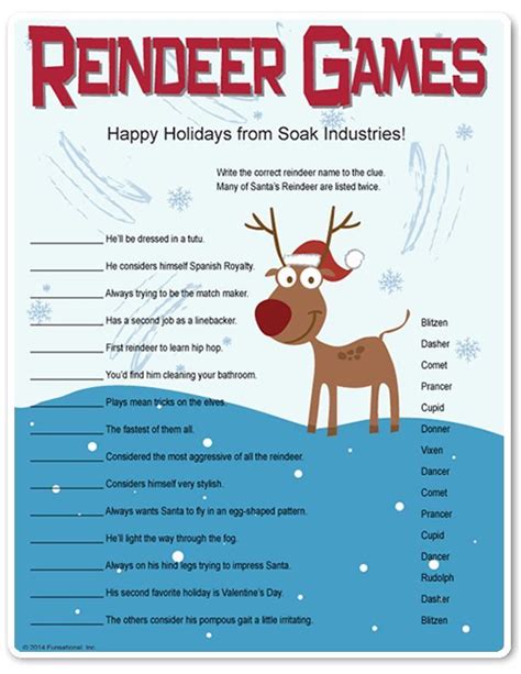 The holidays can be fun for older adults even if they have physical or cognitive limitations. Printable Reindeer Games - they're like fun riddles...who ...