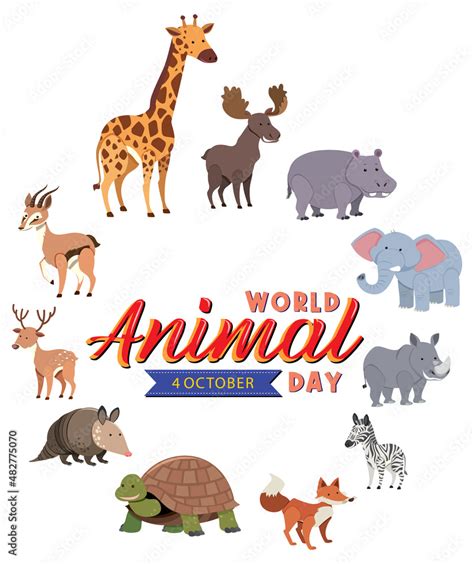 World Animal Day Logo With African Animals Stock Vector Adobe Stock