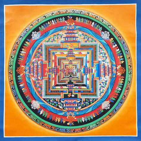 Wheel Of Life Kalachakra Mandala Thangka Painting Black Background
