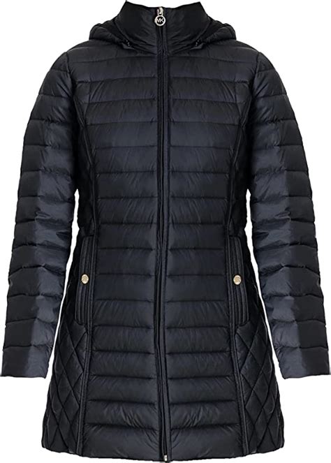 Michael Michael Kors Womens Black Hooded Down Packable Jacket Coat