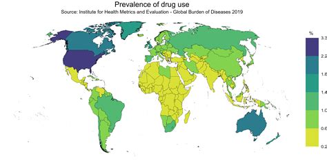 [oc] Worldwide Prevalence Of Drug Use R Mapporn
