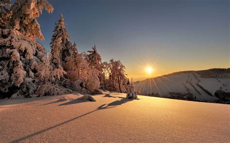 Wallpaper Download 1440x900 Sunset On A Beautiful Winter Day Snow