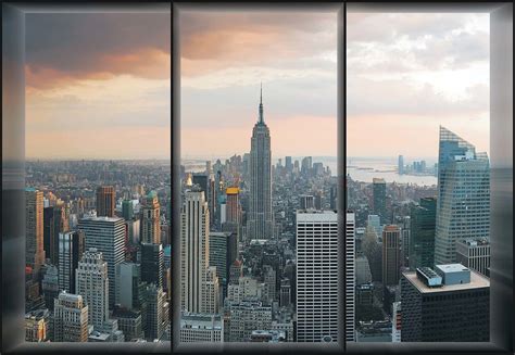 New York Skyline Window View Wall Paper Mural Buy At Europosters