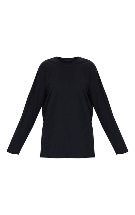 Black La Oversized Long Sleeve T Shirt Tops Prettylittlething