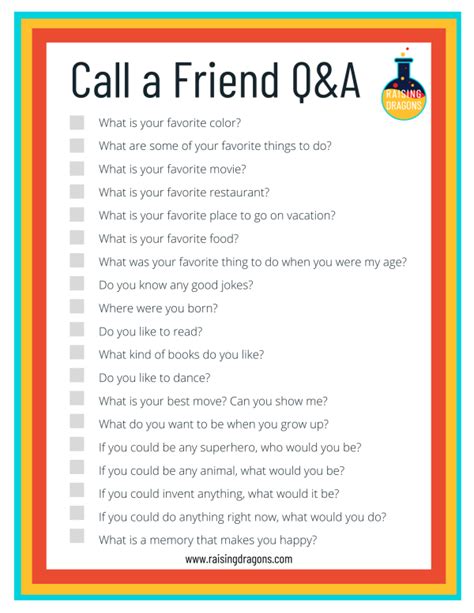 Call A Friend Qanda For Kids Friend Activities Great Conversation