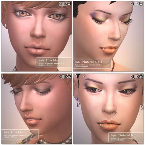 3d Lashes For The Sims4 Uncurled Eyelashes Kijiko Accessories