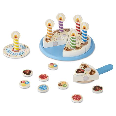 Melissa And Doug Birthday Party Cake Wooden Play Food With Mix N Match