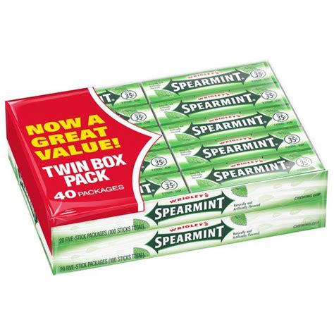 Wrigleys Spearmint Chewing Gum Original 35 Cent Gum 5 Stick 40 Ct
