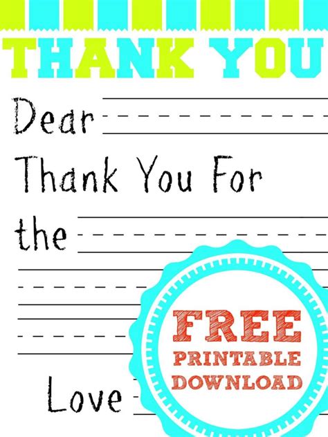 Free Printable Thank You Card For Kids