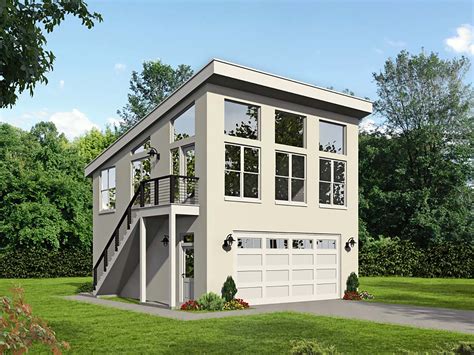 Garage Plan 40865 2 Car Garage Apartment Modern Style