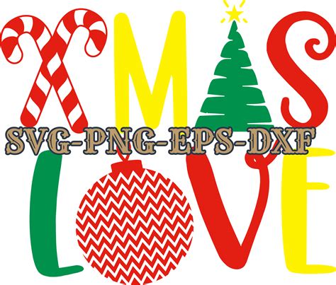 Xmas Love Christmas Svg Png Eps  Digital Design Files Instant Download For Commercial