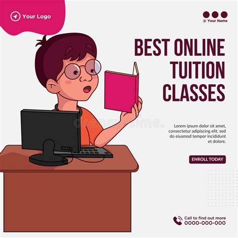 Banner Design Of Best Online Tuition Classes Template Stock Vector Illustration Of Cute