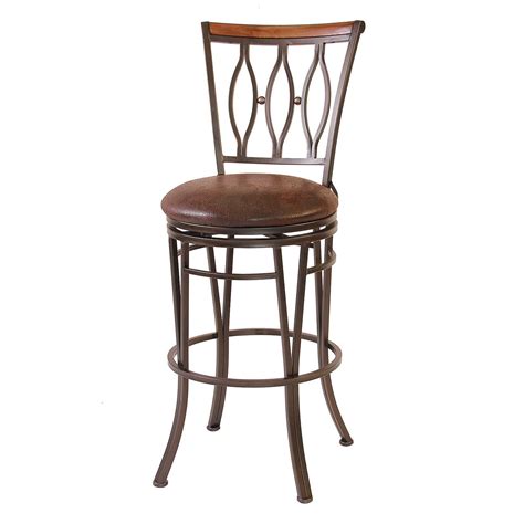 Marsol Brown Swivel Barstool With Faux Leather Upholstered Seat 30