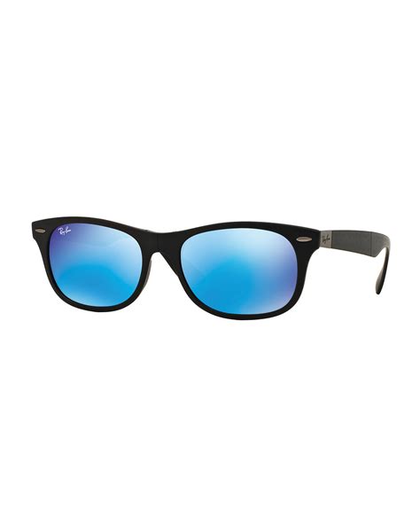 Ray Ban Men S Wayfarer Plastic Sunglasses With Mirror Lenses In Blue Lyst