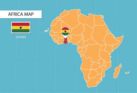 Ghana Map In Africa Icons Showing Ghana Location And Flags 15311327
