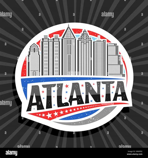 Vector Logo For Atlanta White Decorative Sign With Line Illustration