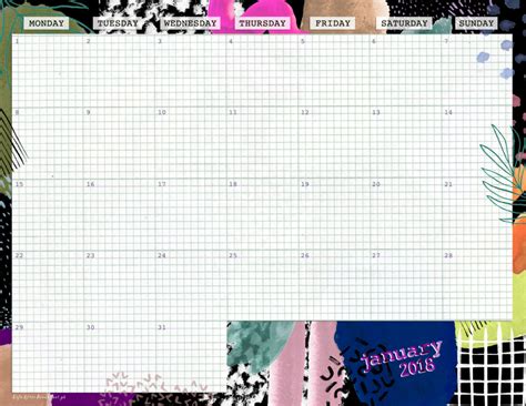 January 2018 Printable Calendar Life After Breakfast