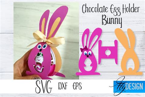 Bunny Chocolate Egg Holder SVG. Easter Egg Holder Design SVG