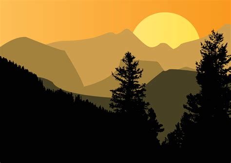 Mountain Sunset Vector Art And Graphics