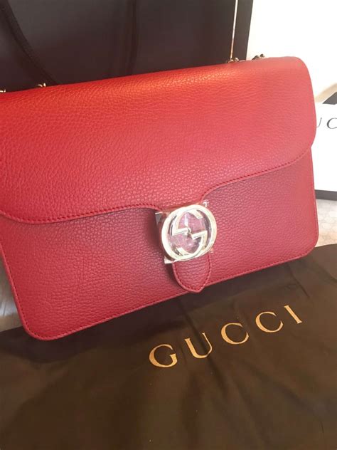 100 Authentic Gucci Red Leather Shoulder Bag Style 510303 Lowest