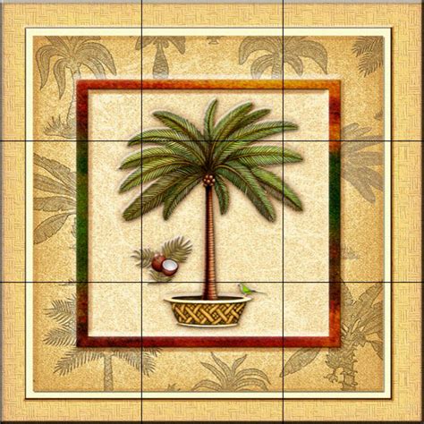Tile Mural Coconut Palm 2 By Dan Morris Tropical Tile Murals By