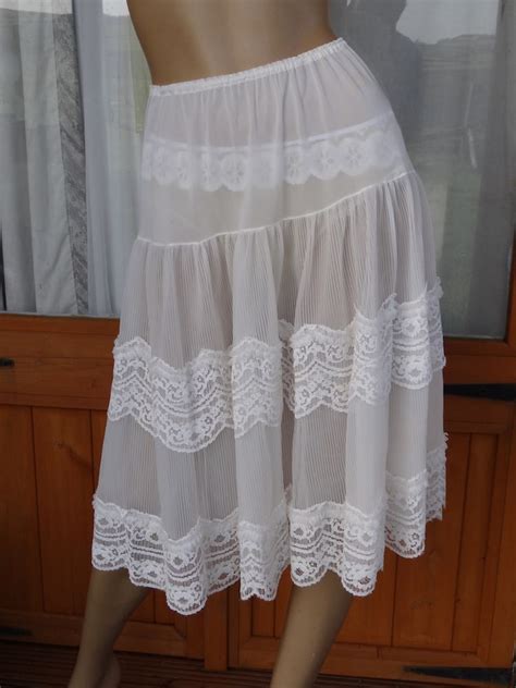 Authentic Vintage 1950s Double Lace See Thru Nylon And Lace Petticoat