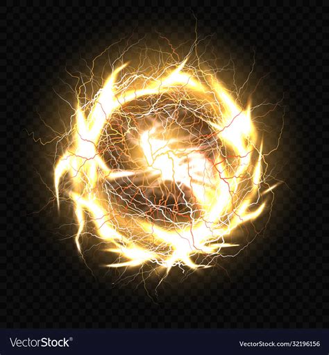 Electric Ball Lightning Plasma Sphere Circle Vector Image