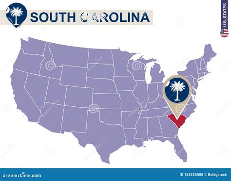 South Carolina State On Usa Map South Carolina Flag And Map Stock