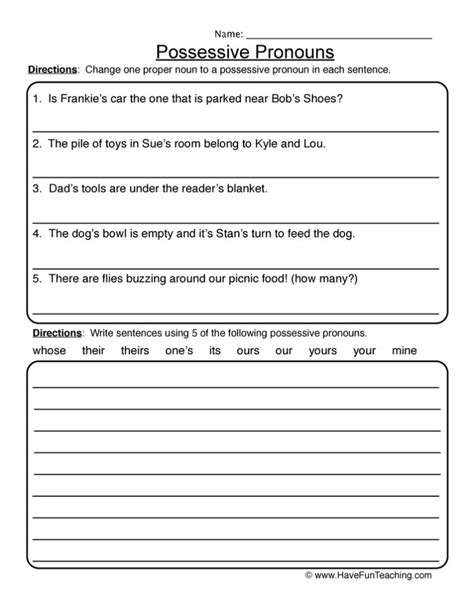 Possessive Pronouns Worksheet Have Fun Teaching