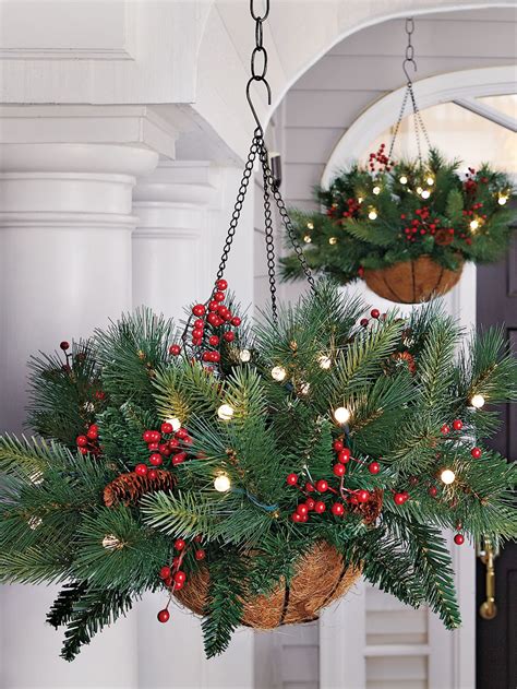 Lay out your string light cords along the ground — or have a friend help you hold them up — in the configuration you've chosen. Battery Powered Evergreen Hanging Basket - Lighted Pine ...