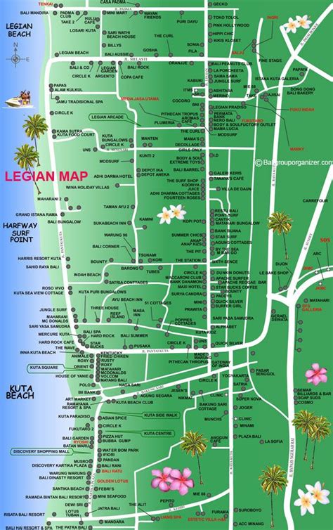 Legian Map Kuta Bali Places To Stay Bali Tourist Kuta Bali Bali Map